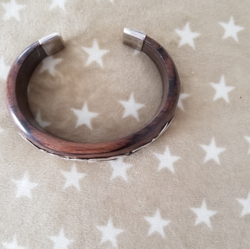 artisan sterling and wood cuff bracelet